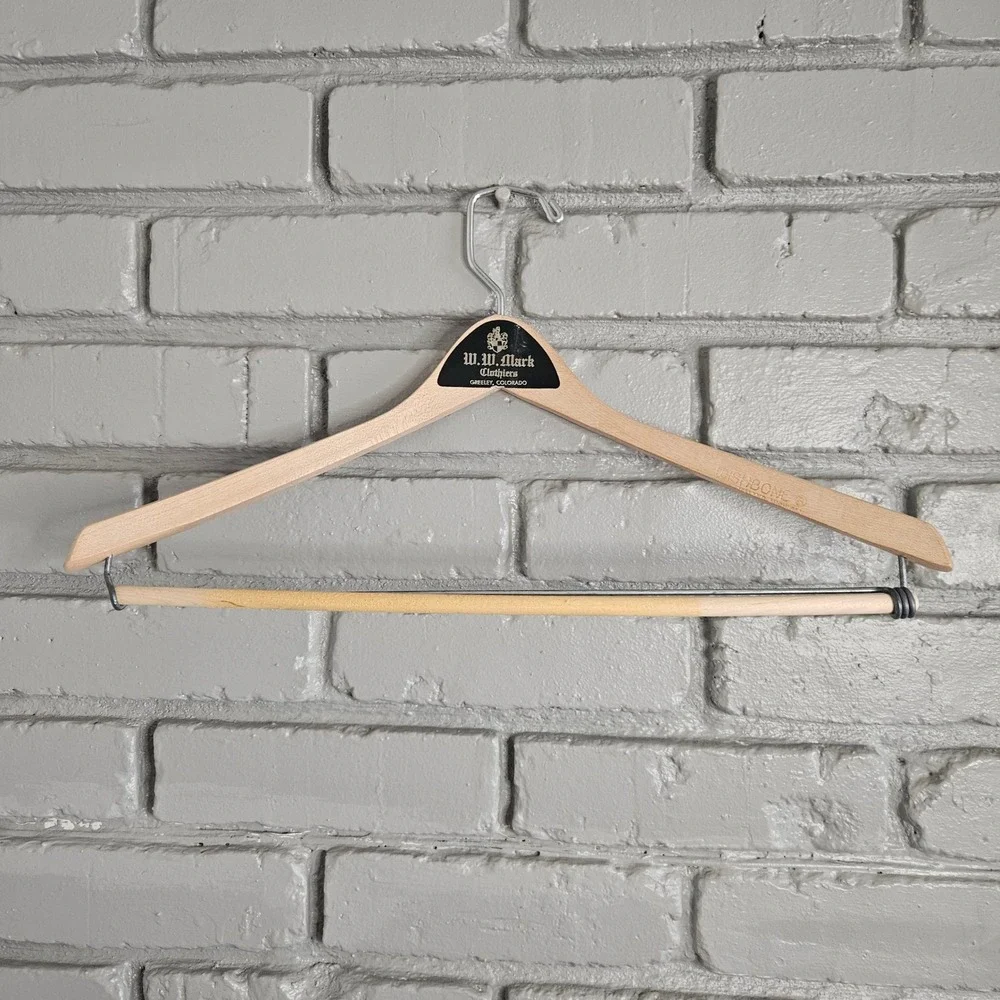 Vintage‎ W.W. Mark Clothiers Red Vinyl Garment Bag & Wishbone Wooden Suit Hanger